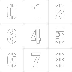 Трафарет №2 0-1-2-3-4-5-6-7-8 (ПЭТ 200 х 128 х 1 мм)